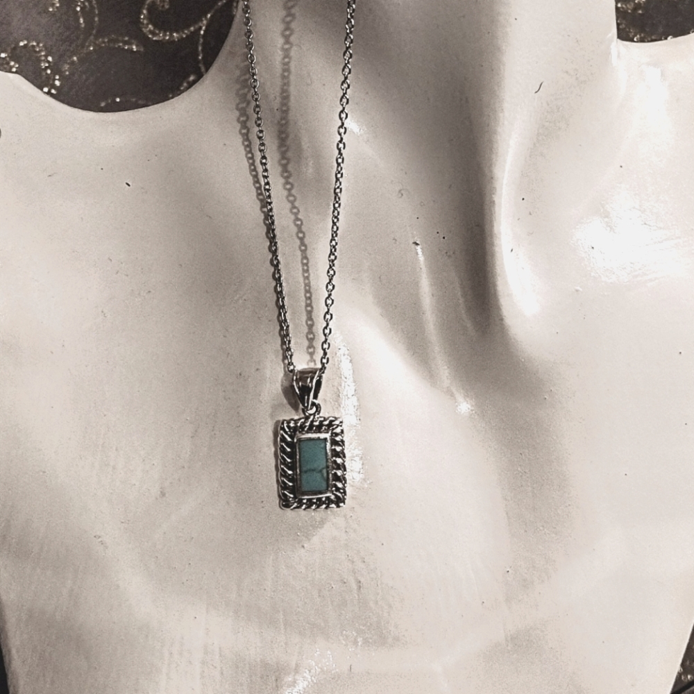 925 Sterling Silver Turquoise Color Victorian Pendant